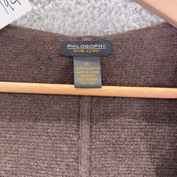 Philosophy by Dane Lewis 100% cashmere Long cardigan women’s XL heather brown - Picture 8 of 9
